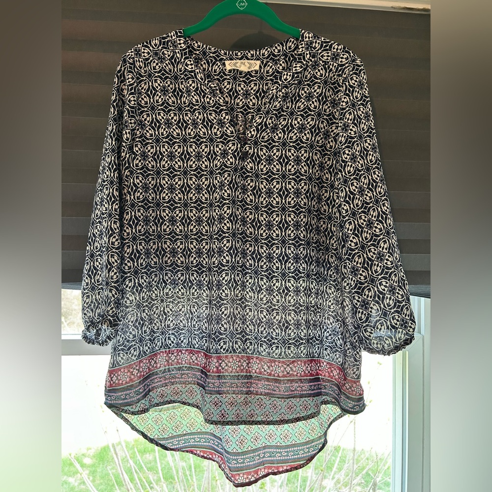 Women's Navy Printed Blouse